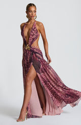 Indianna Maxi Dress - Magenta Orchid Print