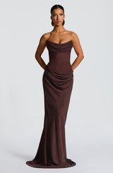 Liora Maxi Dress - Plum Brown