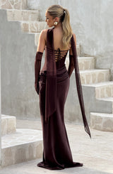 Liora Maxi Dress - Plum Brown