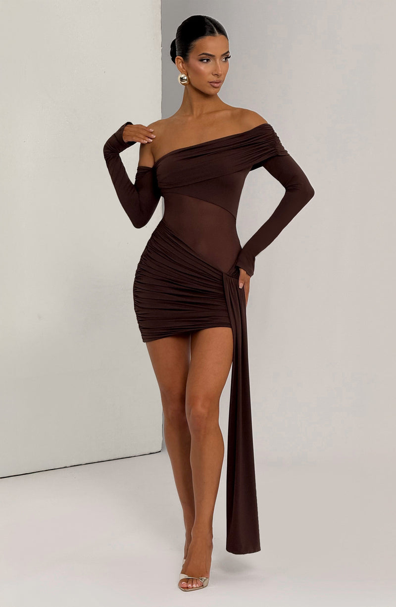 Mavra Mini Dress - Plum Brown