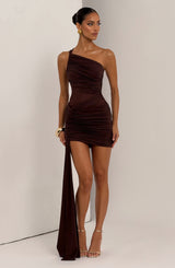 Shazia Mini Dress - Plum Brown