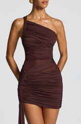 Shazia Mini Dress - Plum Brown