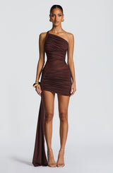 Shazia Mini Dress - Plum Brown
